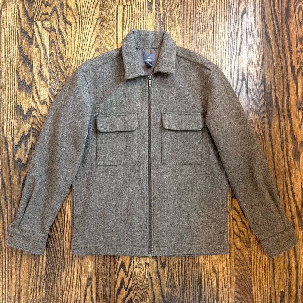 H&M Brown Zip-Up Lightweight Shirt Jacket